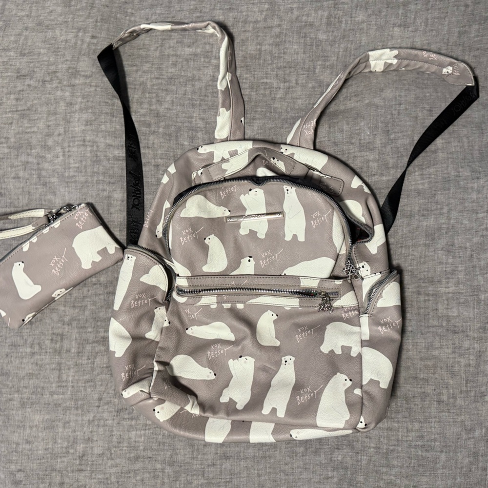 Betsey Johnson Polar Bear Backpack - Gray and White